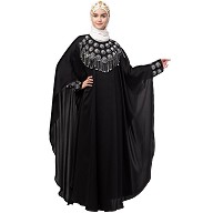 Double layered hand embroidered Part wear kaftan cum abaya- Black 